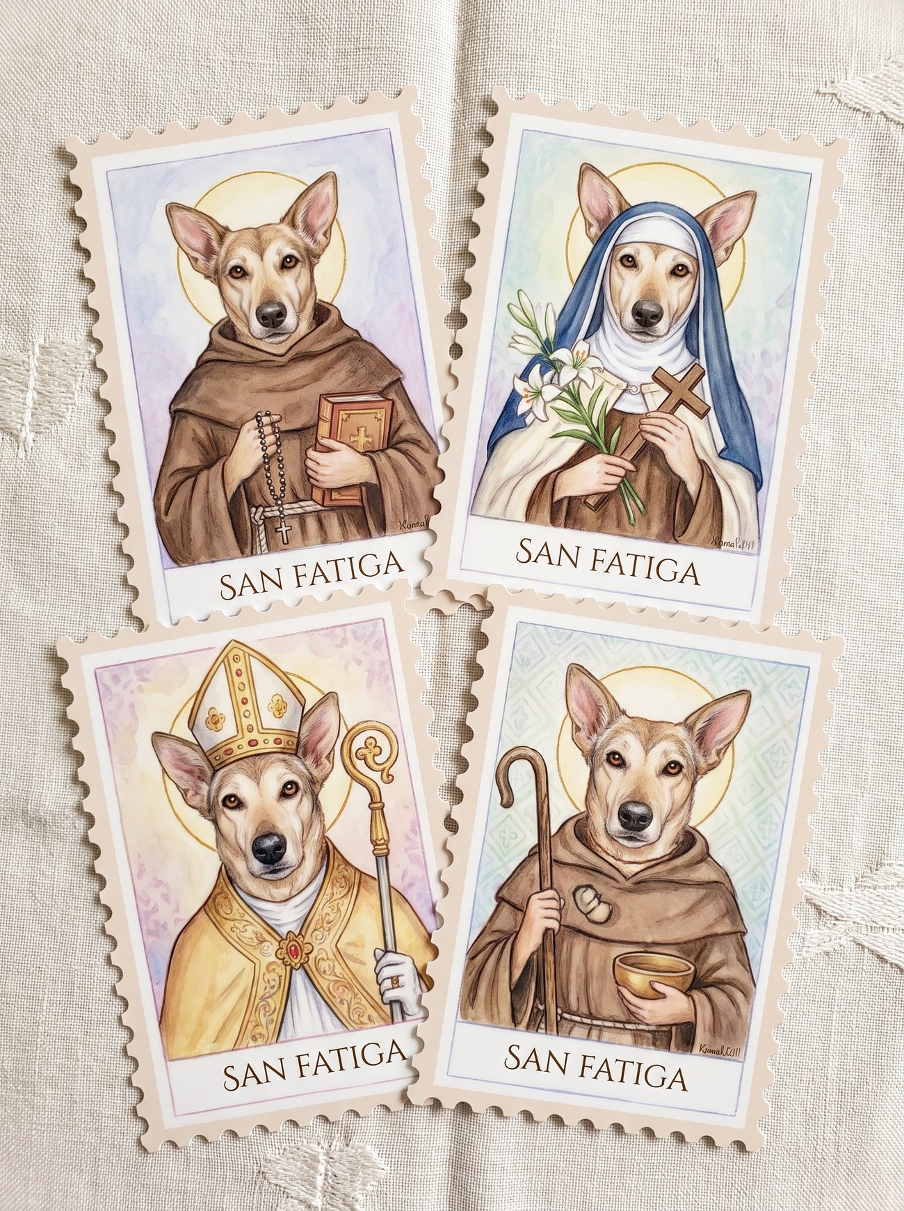 San Fatiga — estampitas del Corazón Argento